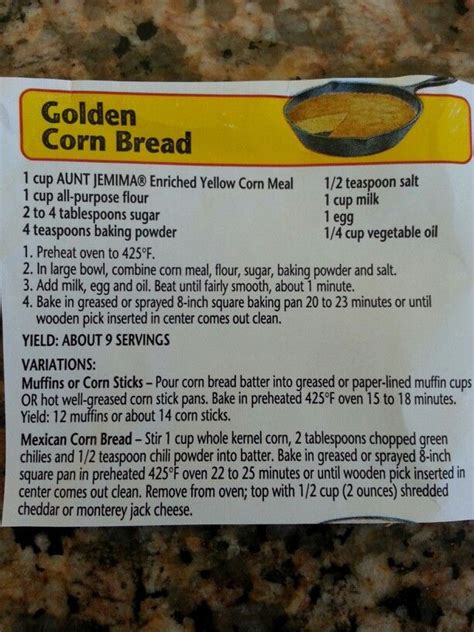 Aunt Jemima Corn Bread Recipe: The Perfect Guide to Delicious and Fluffy Cornbread